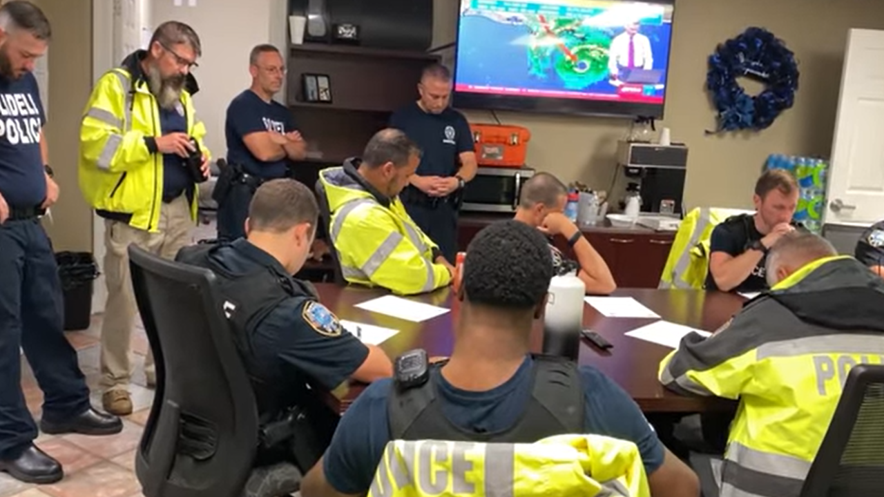 Slidel Police Department holding a moment of prayer as hurricane Ida makes landfall